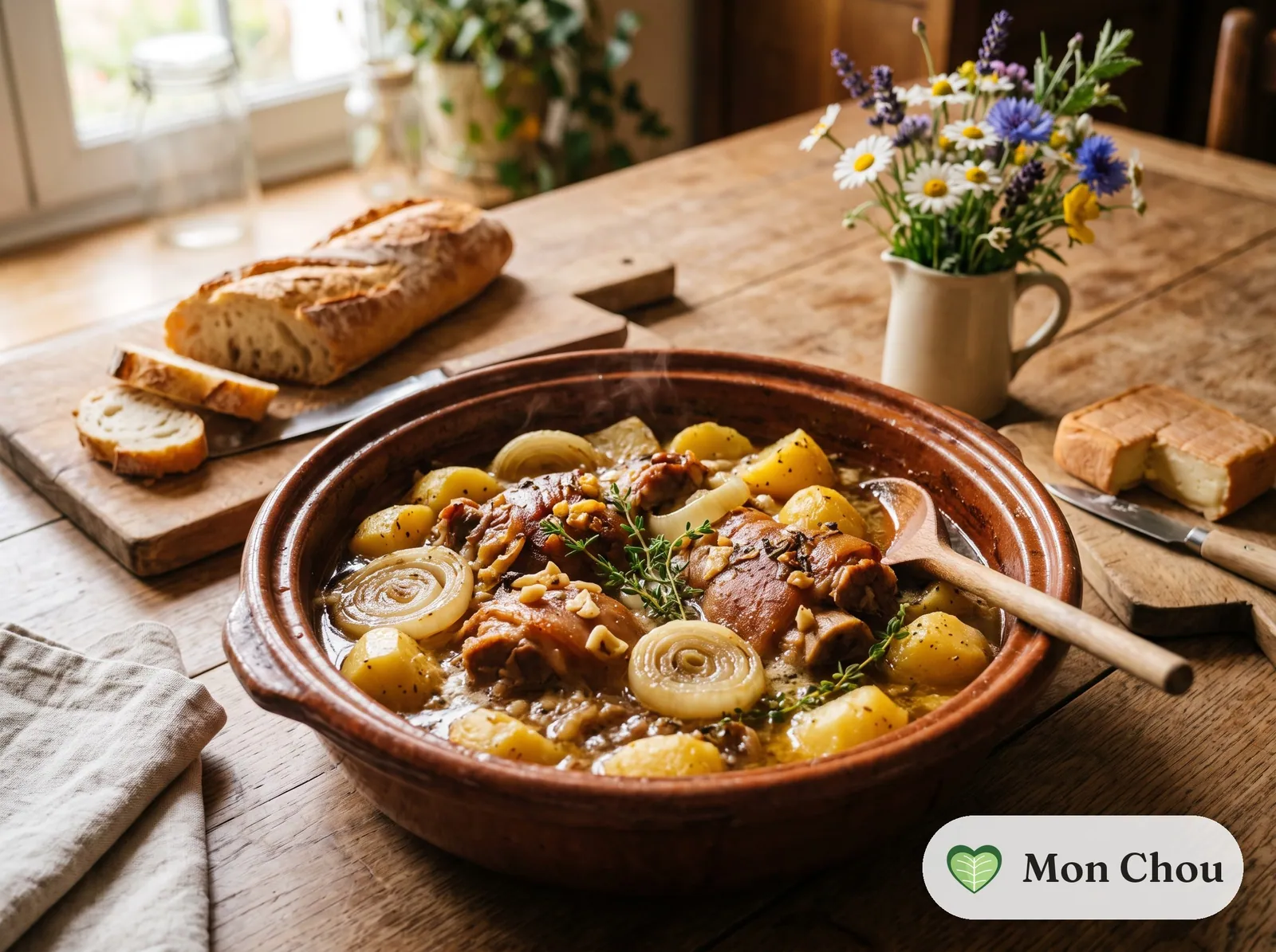 Caghuse aus der Picardie mit Ofenkartoffeln