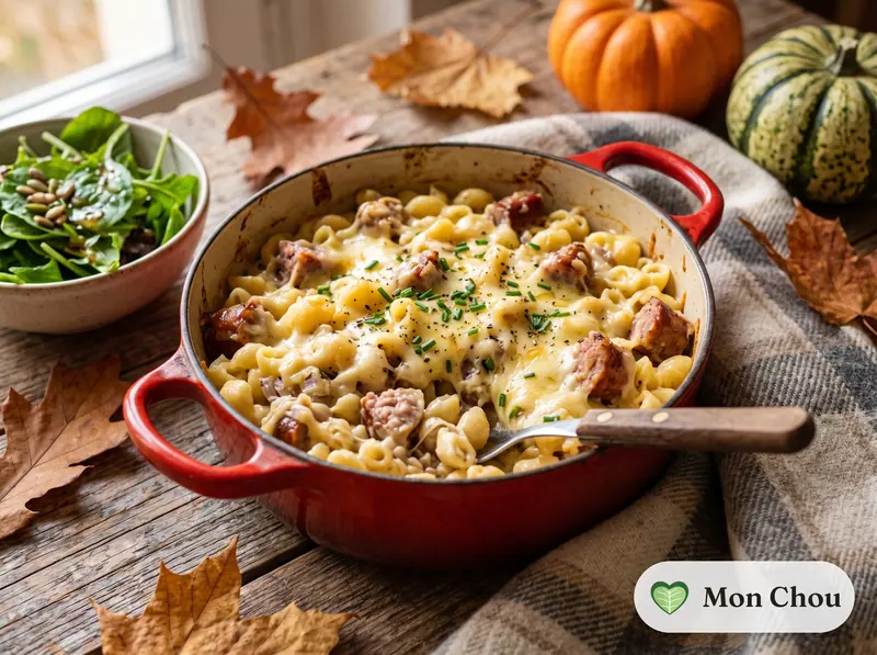 Nudeln mit Morteau Wurst und Comté