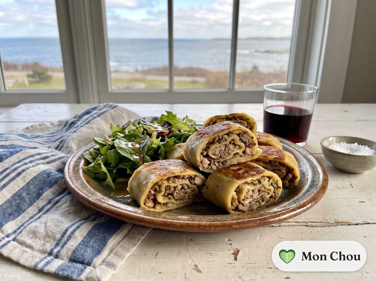 Fleischschnacka with green salad