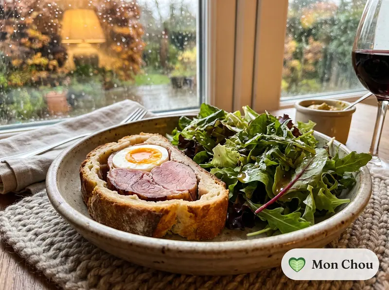 Jambon en croûte et salade verte