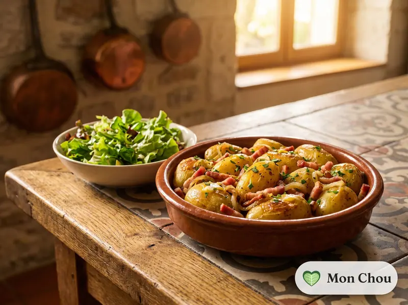 Tofailles vosgiennes et salade verte
