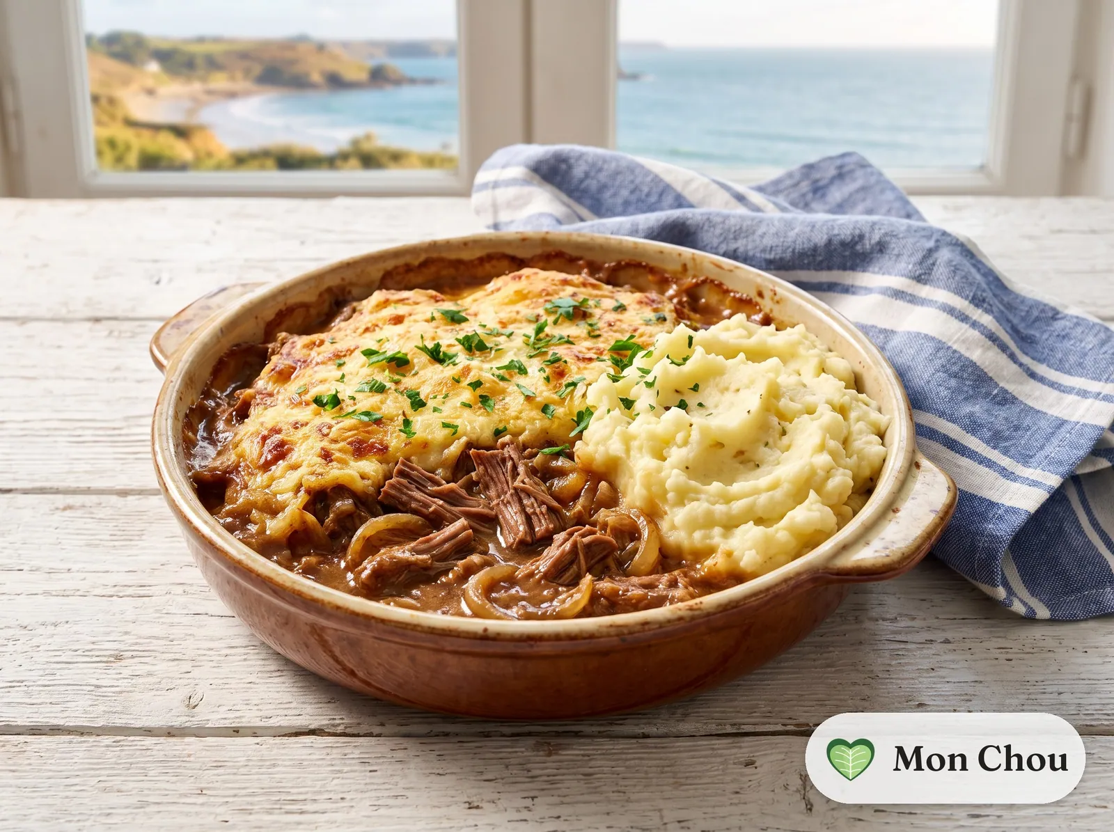 Beef miroton with mashed potatoes