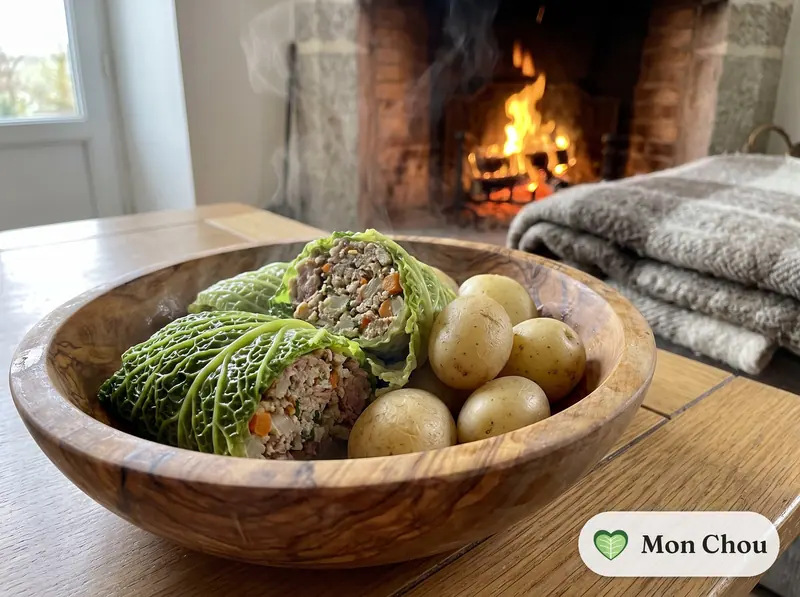 Chou farci et pommes vapeur