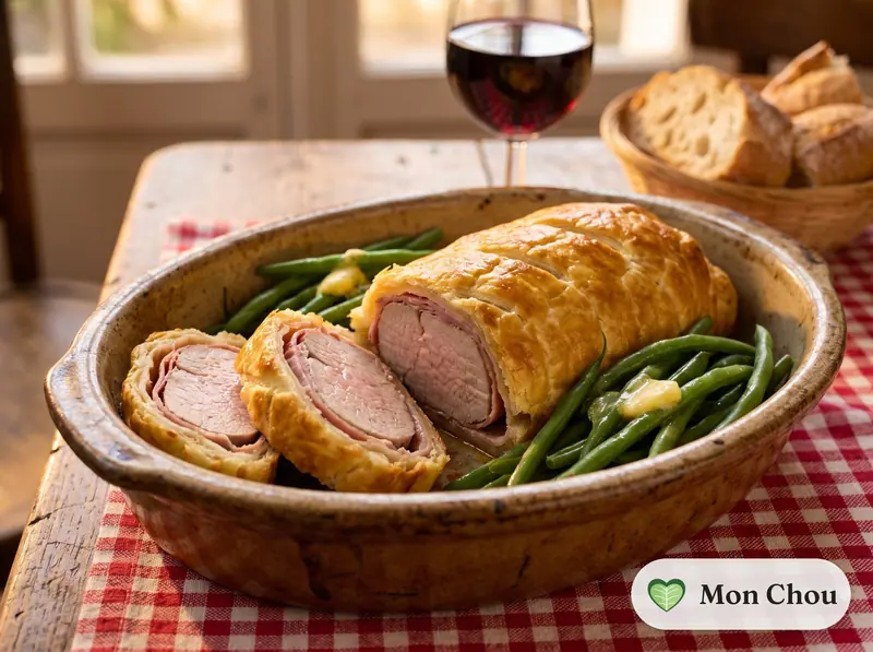 Filet mignon en croûte et haricots verts
