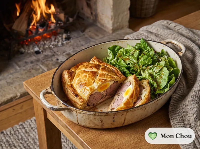 Pâté de Pâques berrichon et salade verte