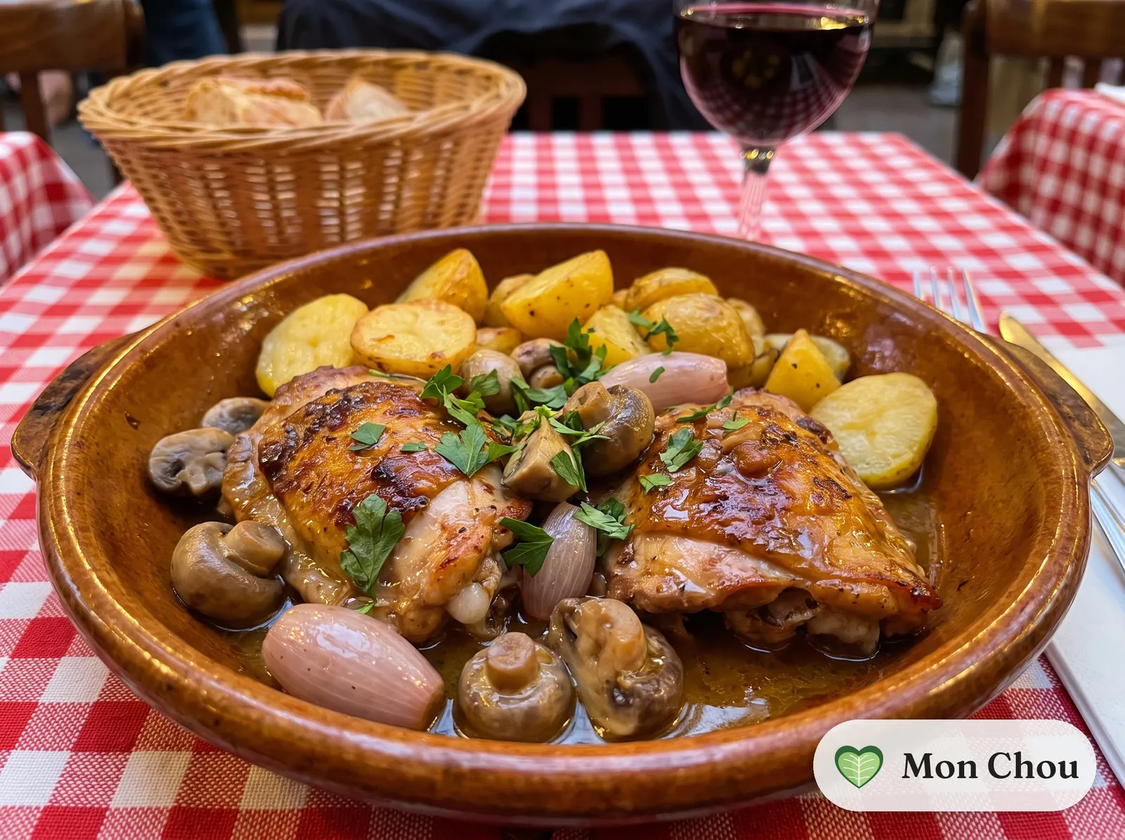 Poulet chasseur et pommes sautées