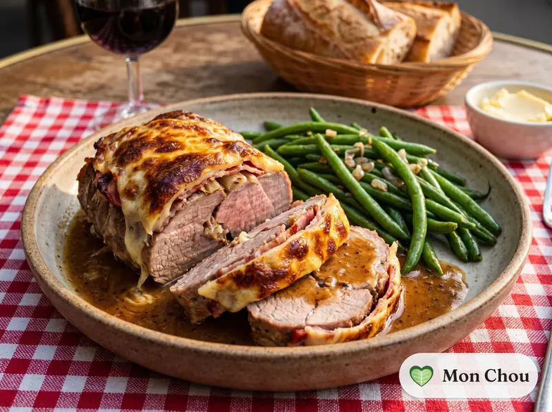 Rôti de veau Orloff et haricots verts
