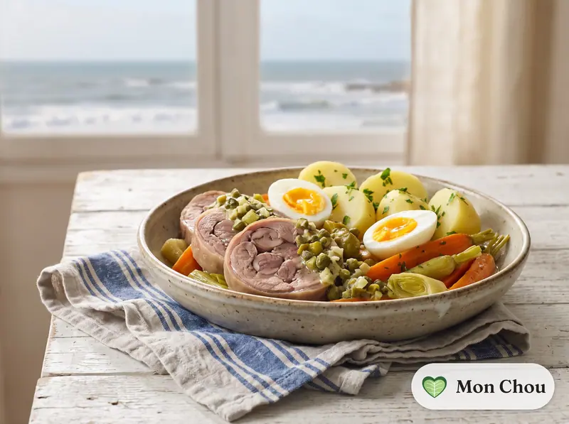Tête de veau sauce gribiche et pommes vapeur