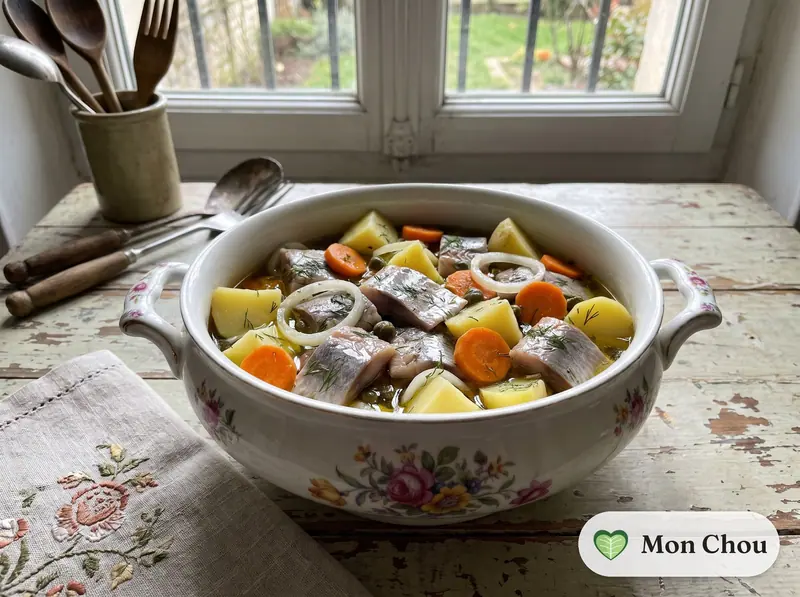 Harengs marinés et pommes de terre à l&rsquo;huile