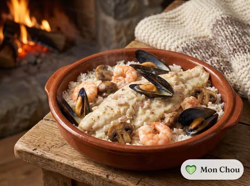 Sole normande et riz