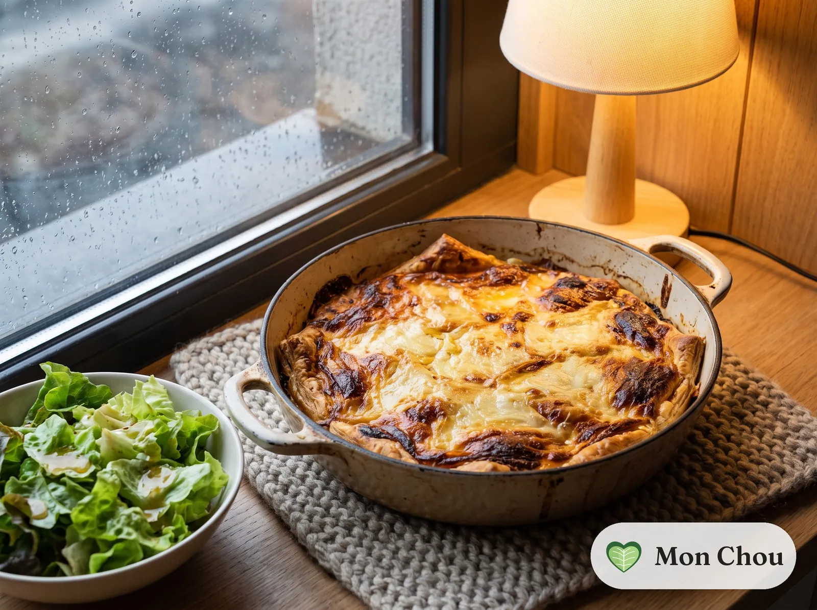 Tarte au maroilles et salade verte