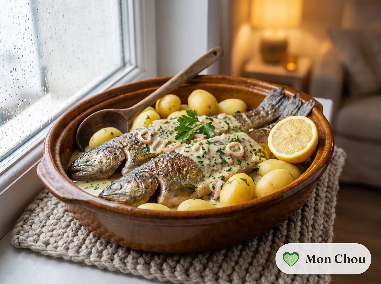 Trout in Riesling with steamed potatoes