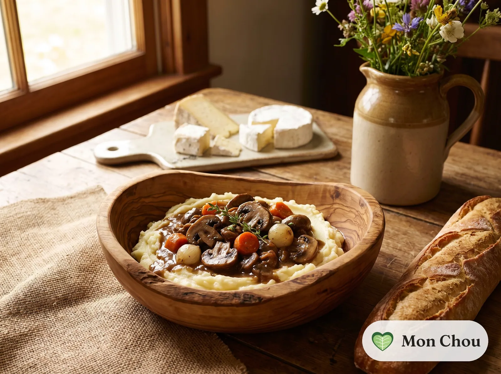 Bourguignon de champignons et purée