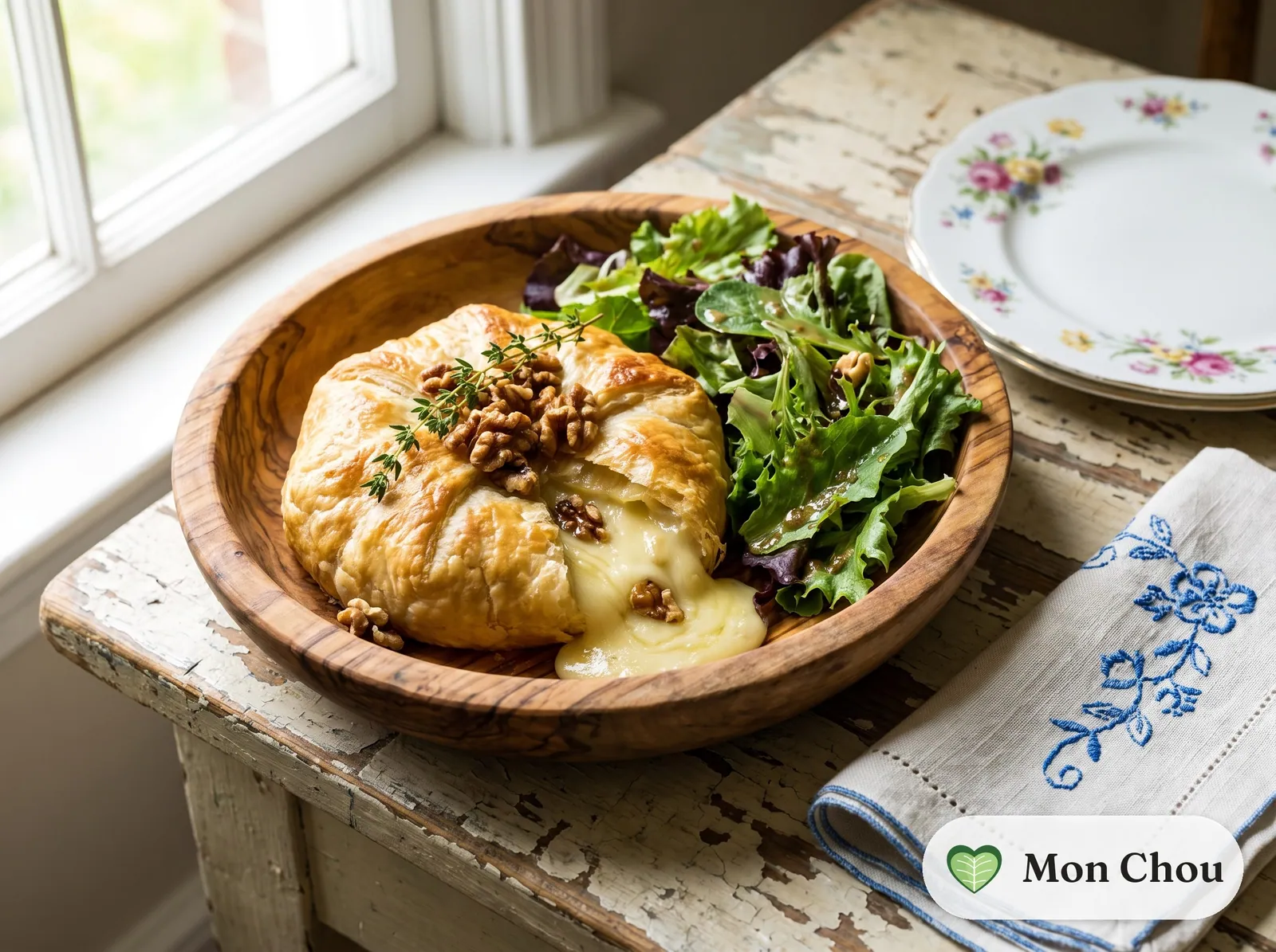 Brie de Meaux en croûte et salade verte