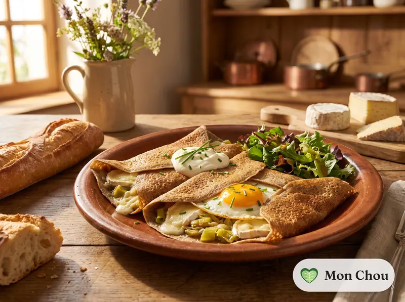 Galettes de sarrasin aux poireaux et chèvre
