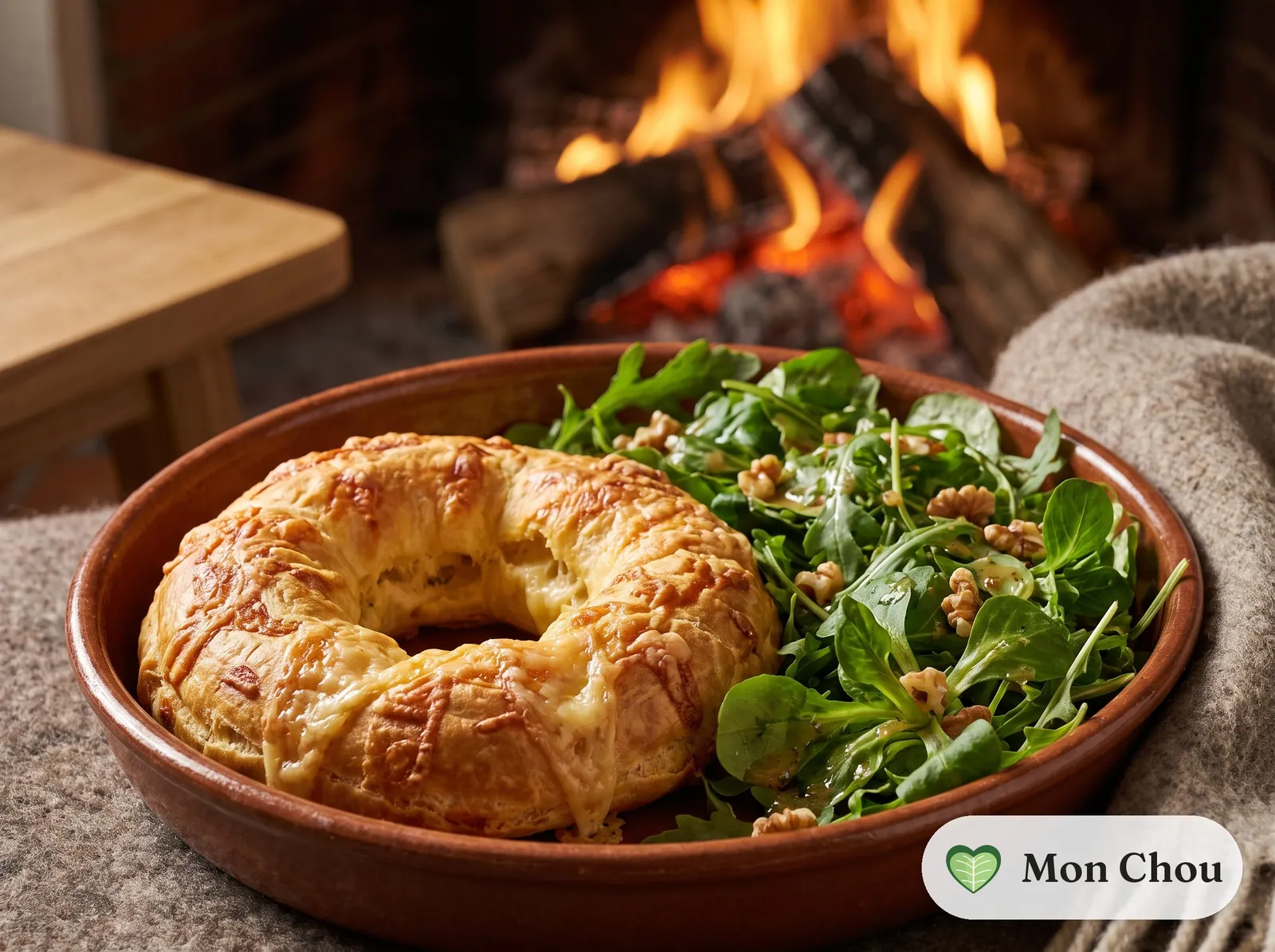 Gougère au comté et salade verte