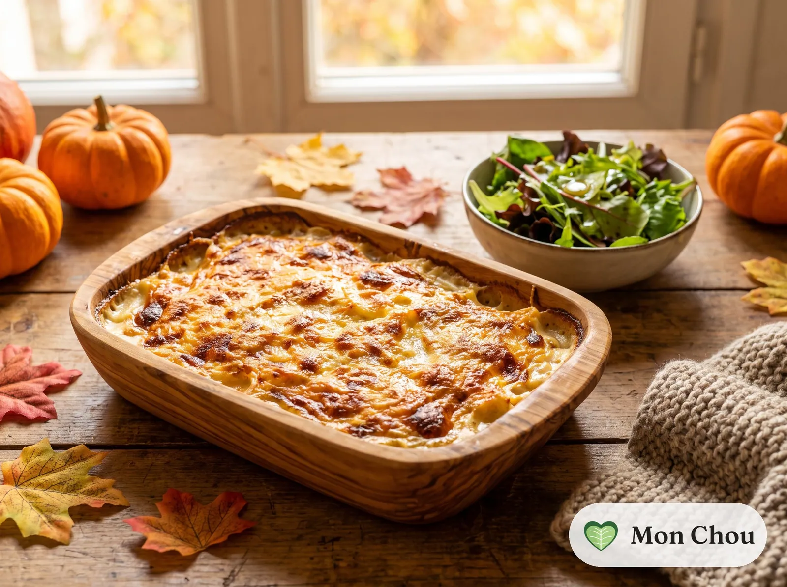Sellerie Gratin mit Comté und Salat