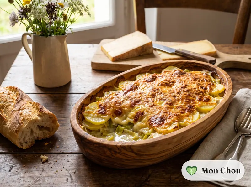 Gratin de poireaux au comté et pommes vapeur