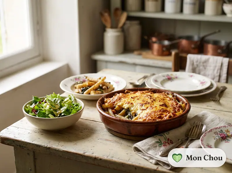 Gratin de salsifis et salade verte
