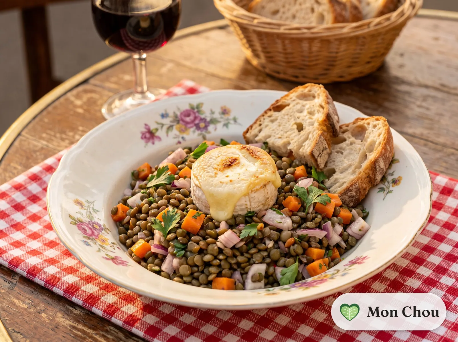 Berry lentil salad with Chavignol goat cheese