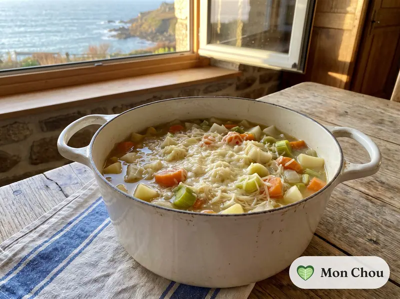 Soupe de légumes au vermicelle et fromage râpé