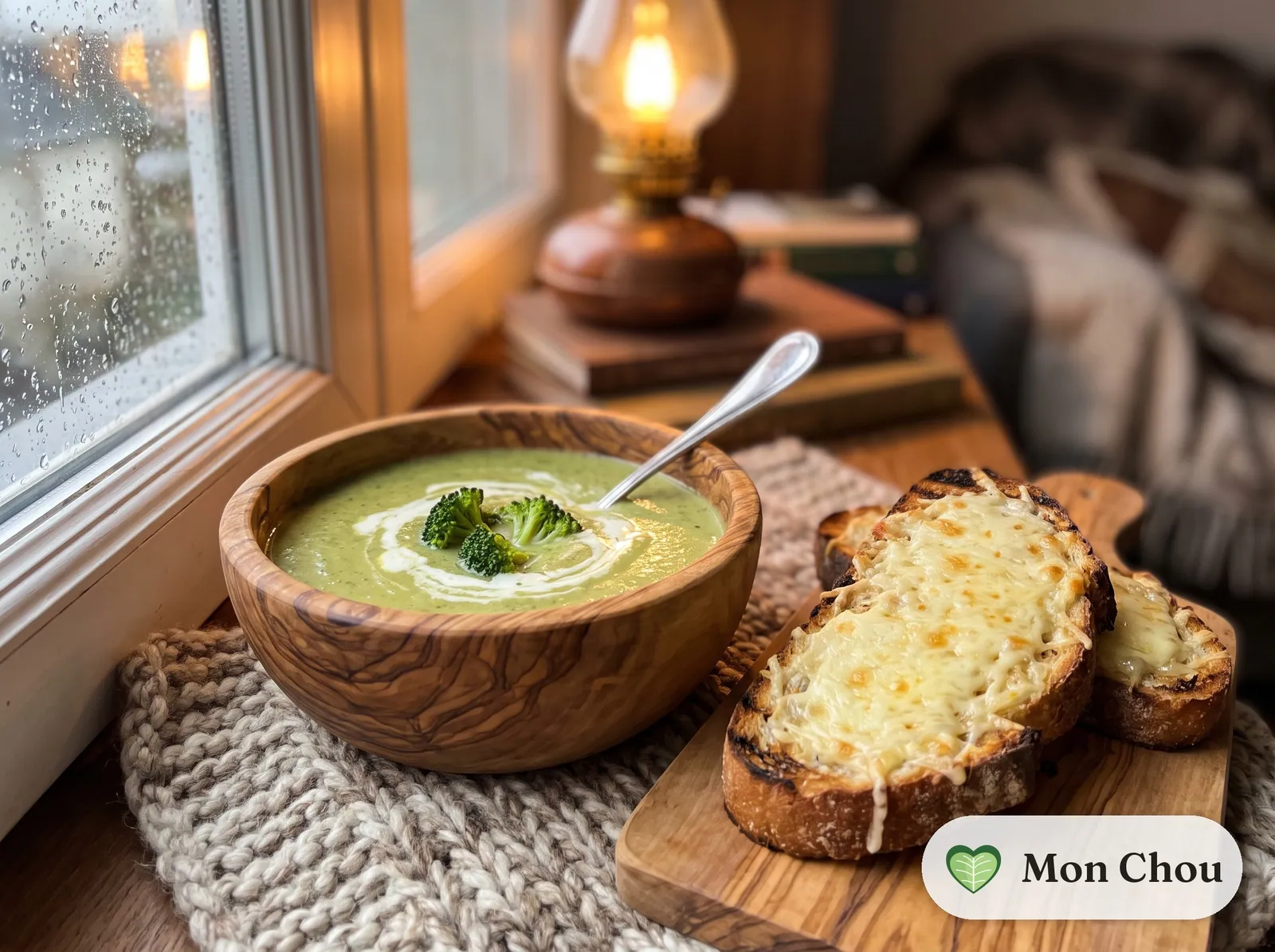 Brokkolisuppe mit Käsebroten