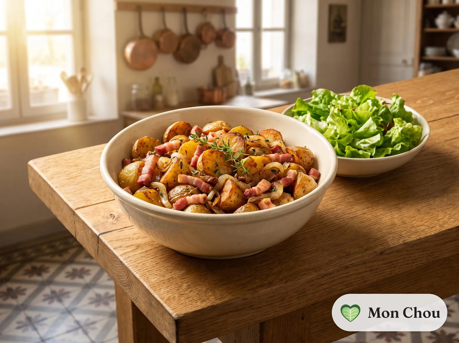 Cacasse à cul nu with green salad