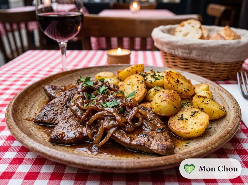 Foie de veau aigre à l&rsquo;alsacienne et pommes sautées