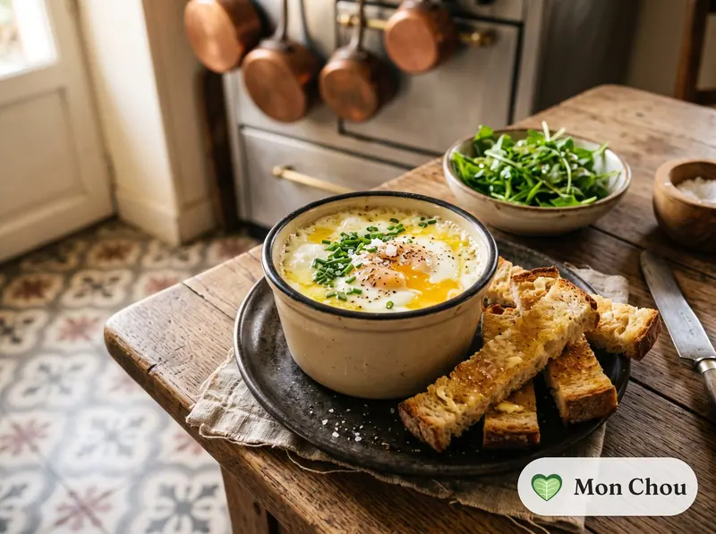Œufs cocotte à la crème et mouillettes