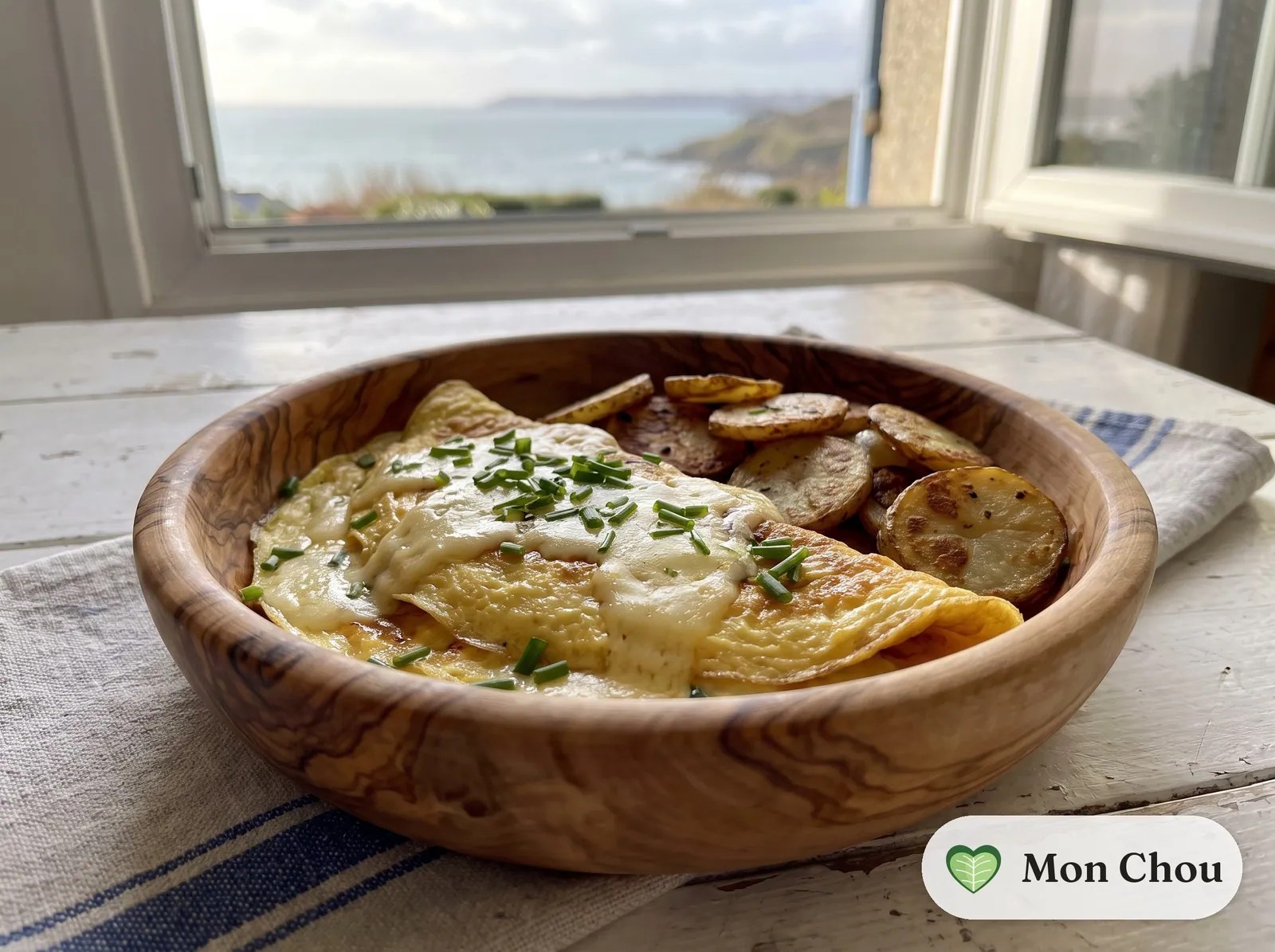 Omelette au maroilles et pommes sautées