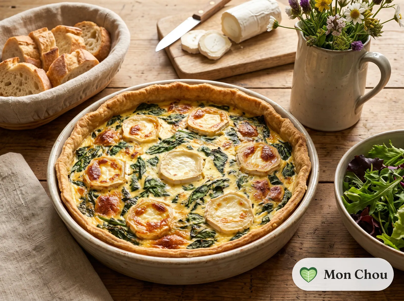 Quiche au chèvre et aux épinards