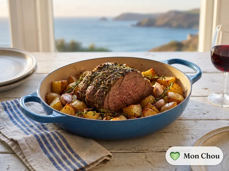 Rôti de bœuf et pommes de terre rôties