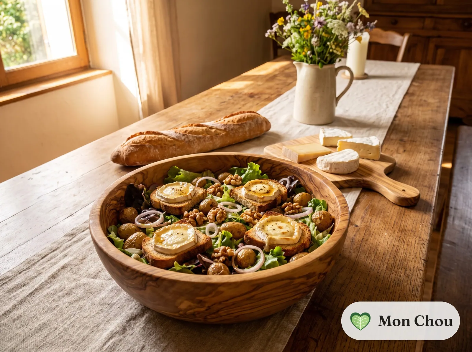 Warm Goat Cheese Salad with Walnuts and Potatoes