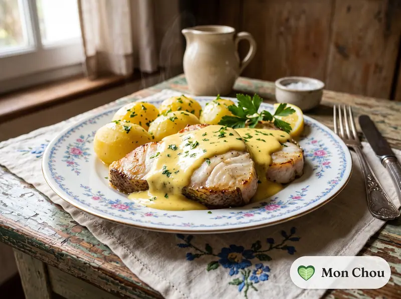 Turbot sauce hollandaise et pommes vapeur
