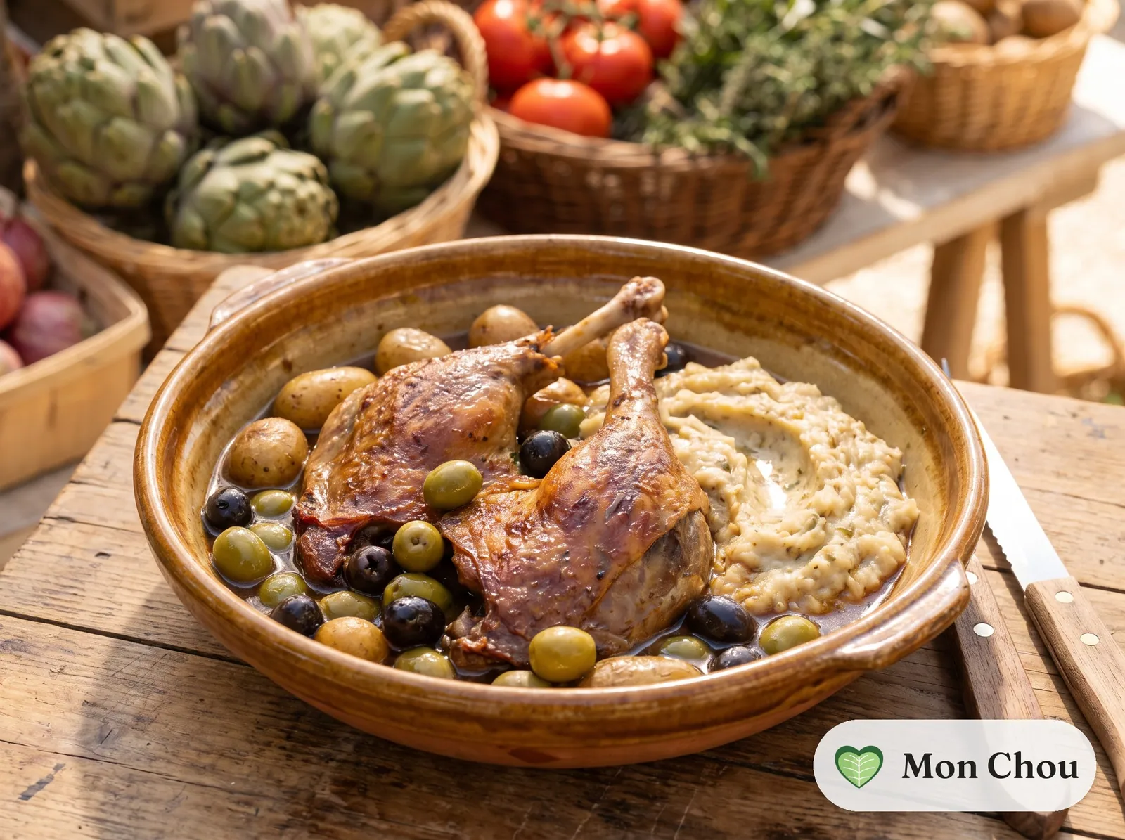 Canard aux olives et purée