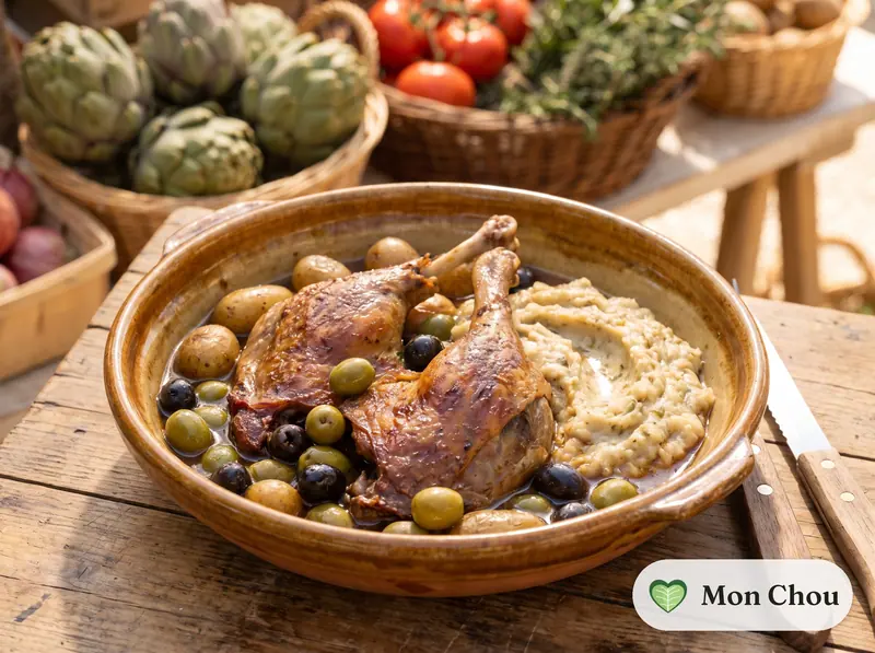 Canard aux olives et purée