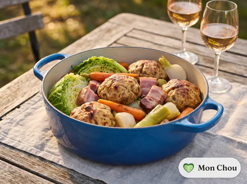 Mique levée au petit salé et légumes