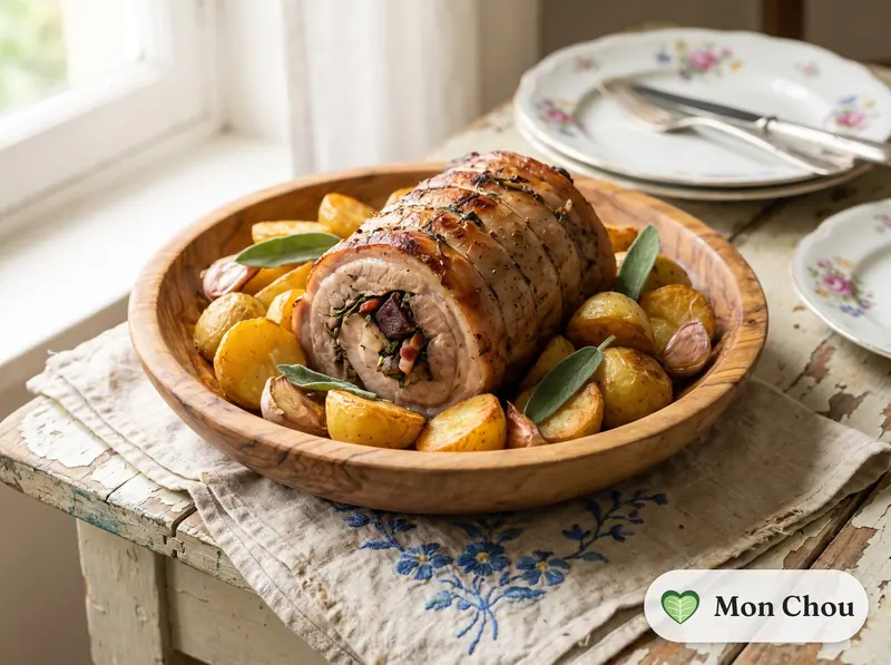 Porchetta niçoise et pommes de terre rôties