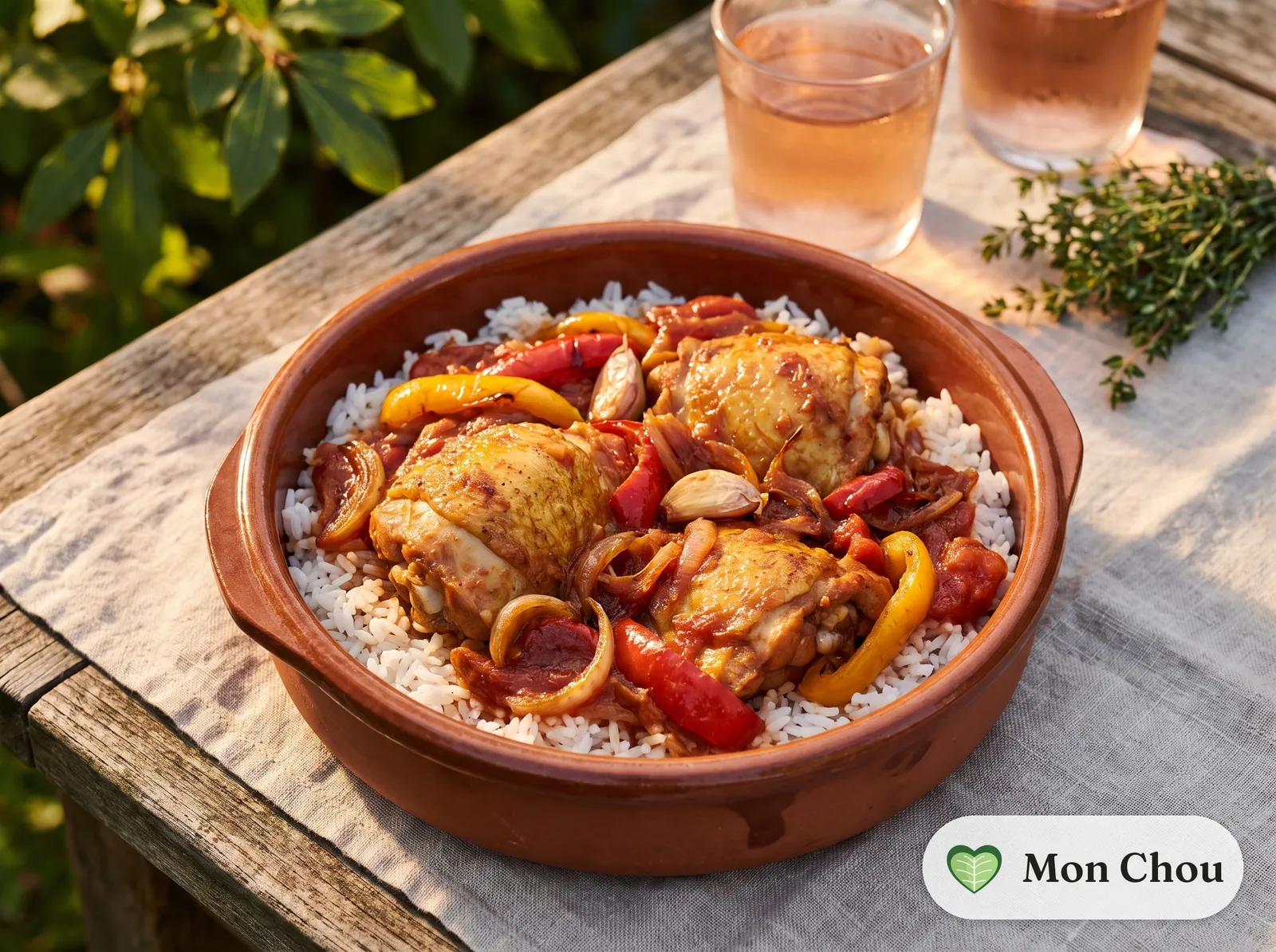 Poulet à la catalane et riz