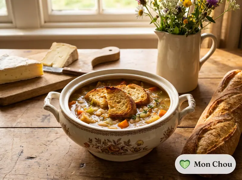 Soupe de haricots blancs et croûtons