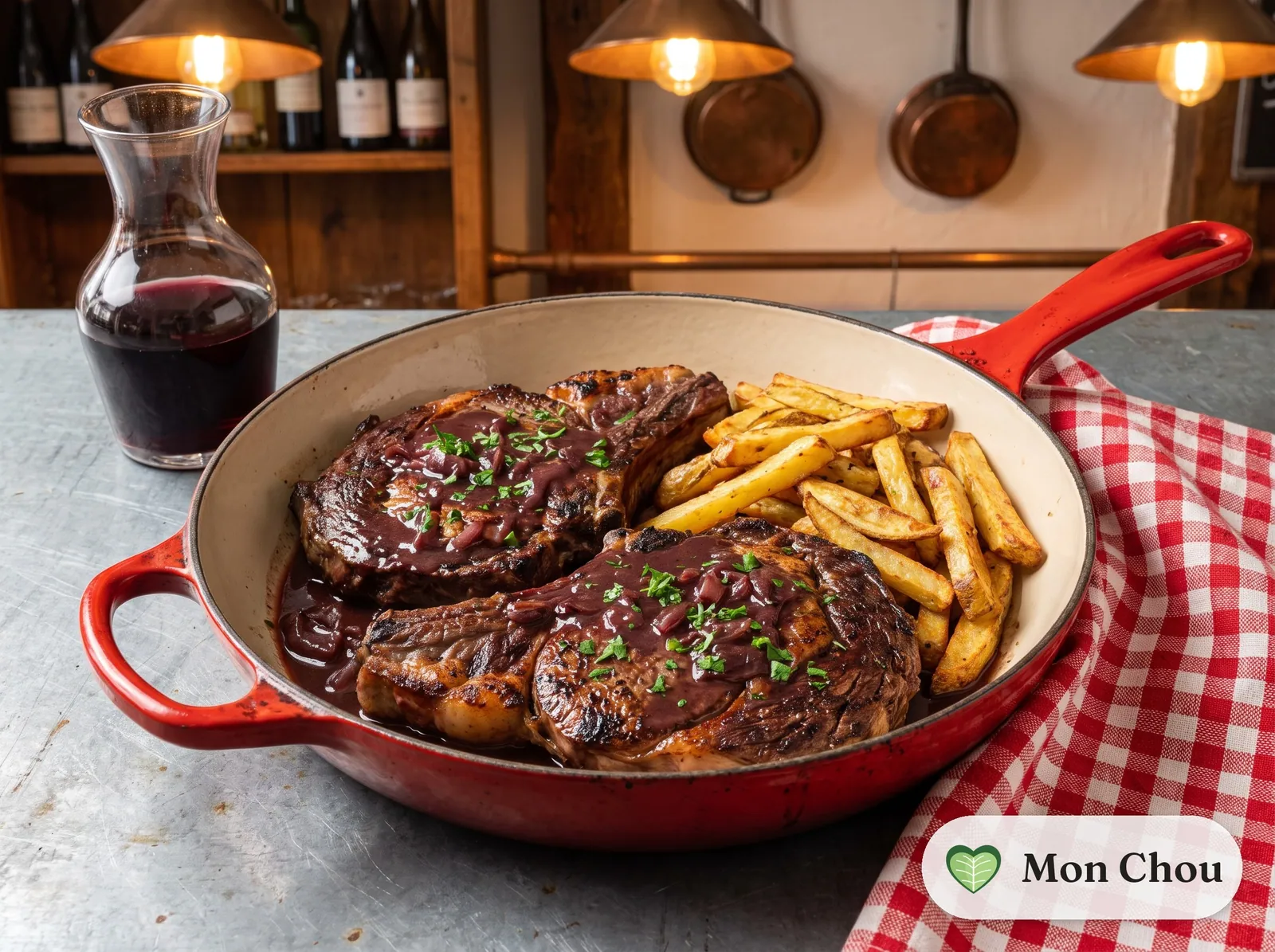 Entrecôte bordelaise et frites au four