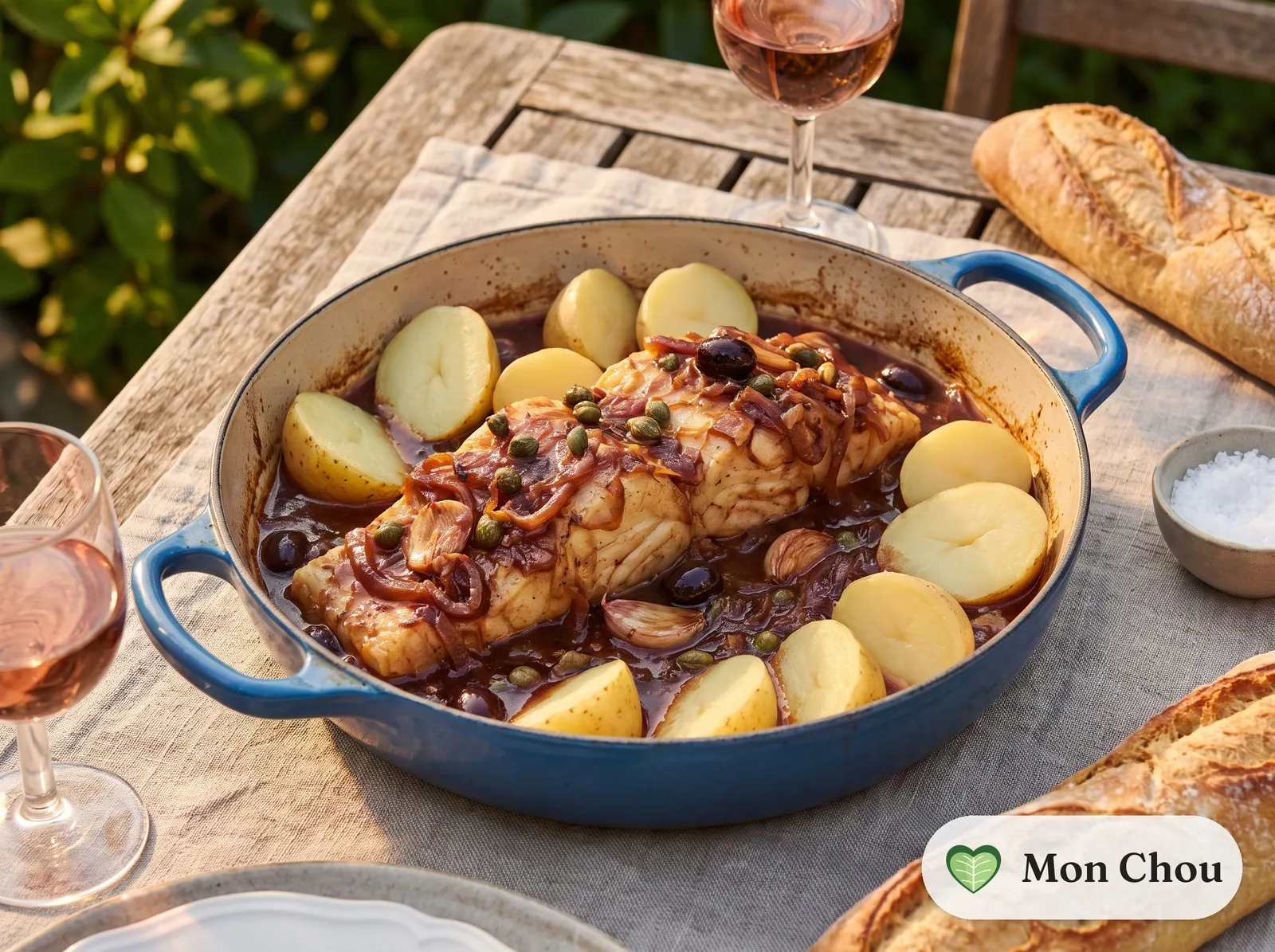 Salt cod raïto with steamed potatoes