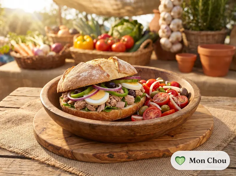Pan bagnat et salade de tomates