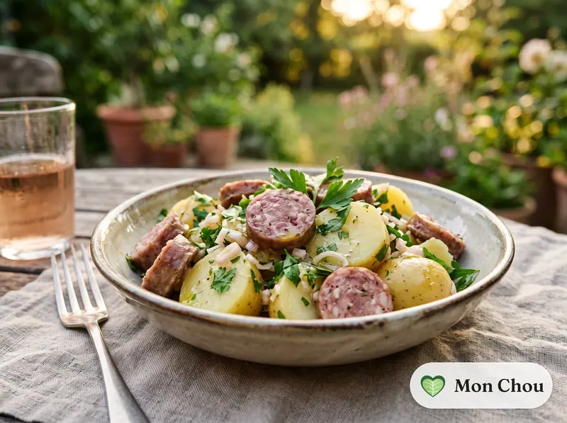 Saucisson chaud et pommes de terre à l&rsquo;huile