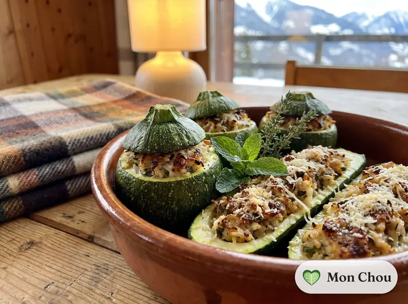 Courgettes farcies au brocciu et riz