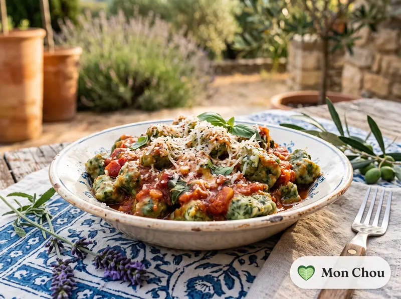 Gnocchis verts niçois et sauce tomate