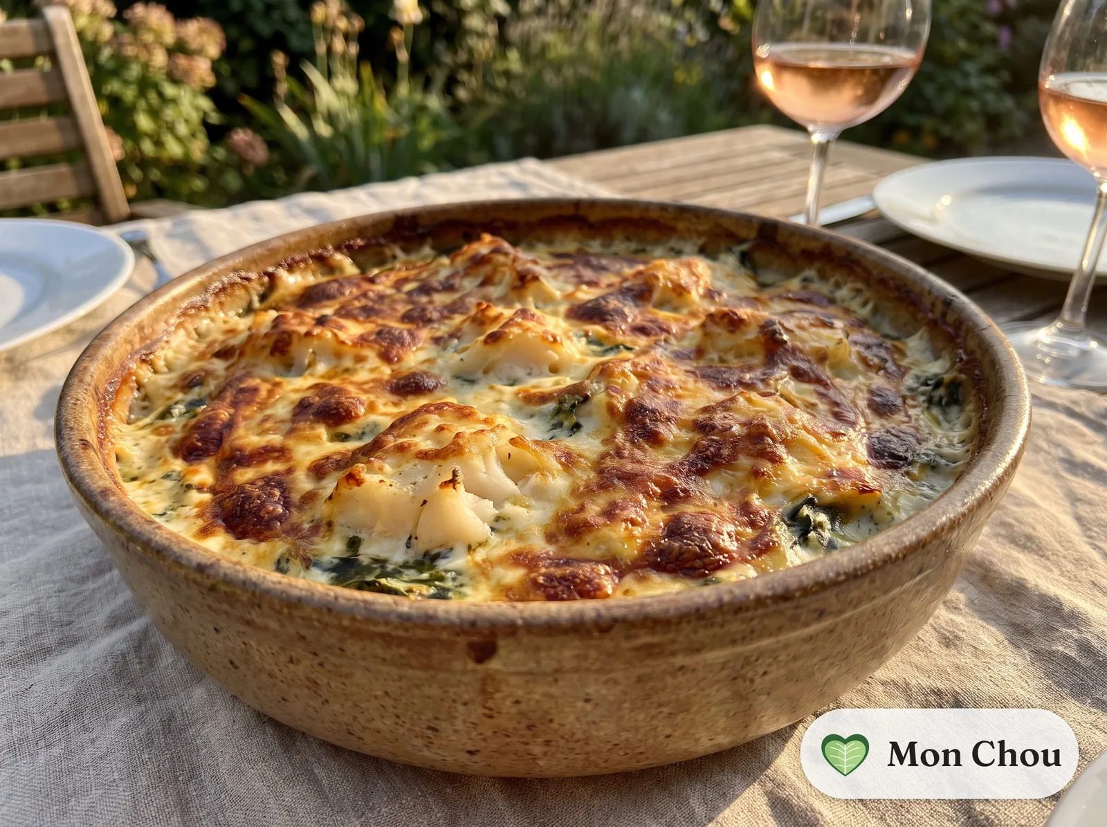 Kabeljaugratin mit Spinat