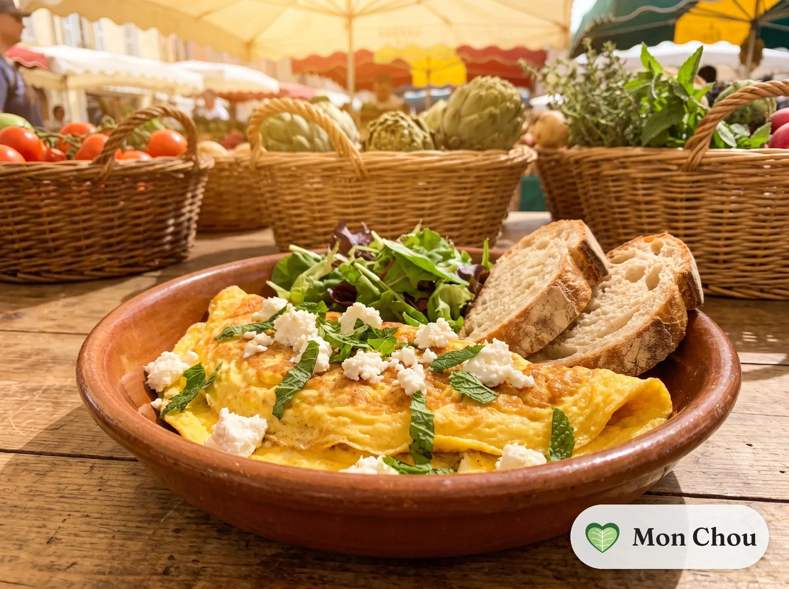 Corsican brocciu and mint omelet