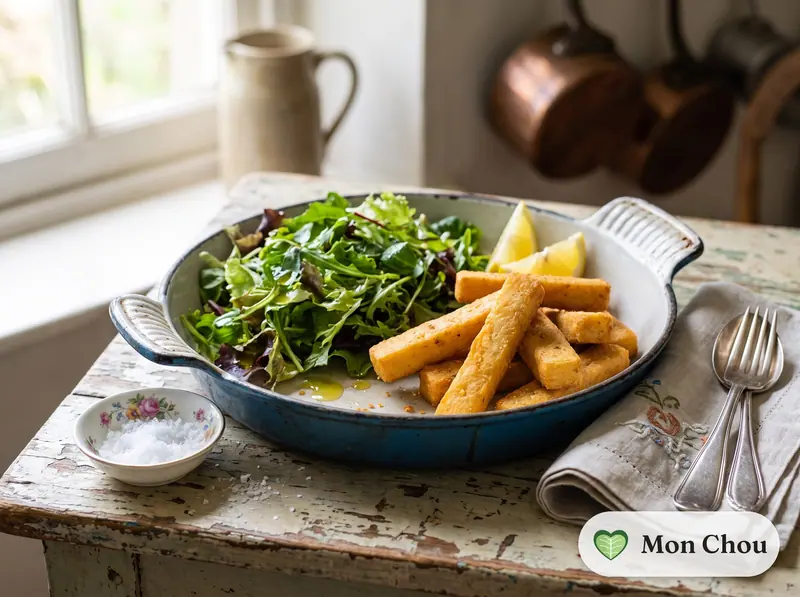 Panisses et salade verte