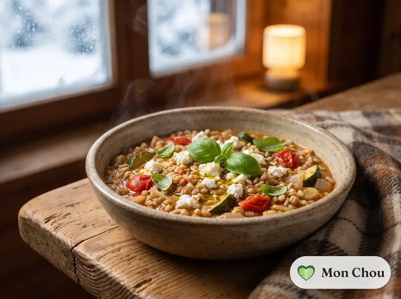 Petit épeautre aux légumes et chèvre